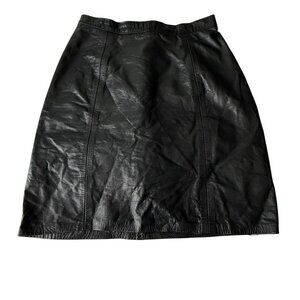 Vintage Phoenix Black Leather Pencil Skirt Genuine Leather Lined, Made In USA Wa